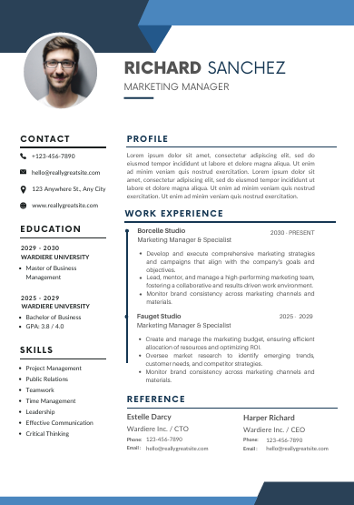 Blue Minimalist Modern CV Template